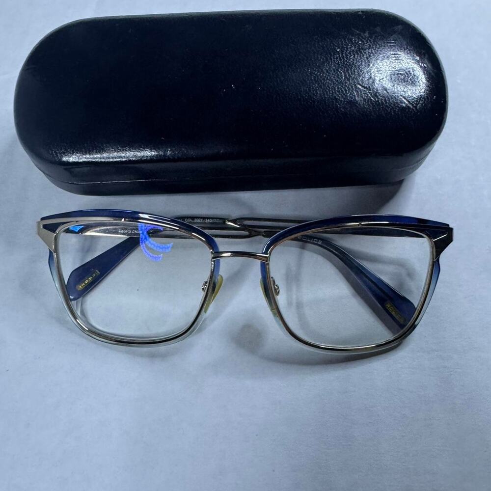 POLICE EYEWEAR HARMONICA 1 vpla91 300Y 54-17-140 BLUE GOLD EYEGLASSES L543